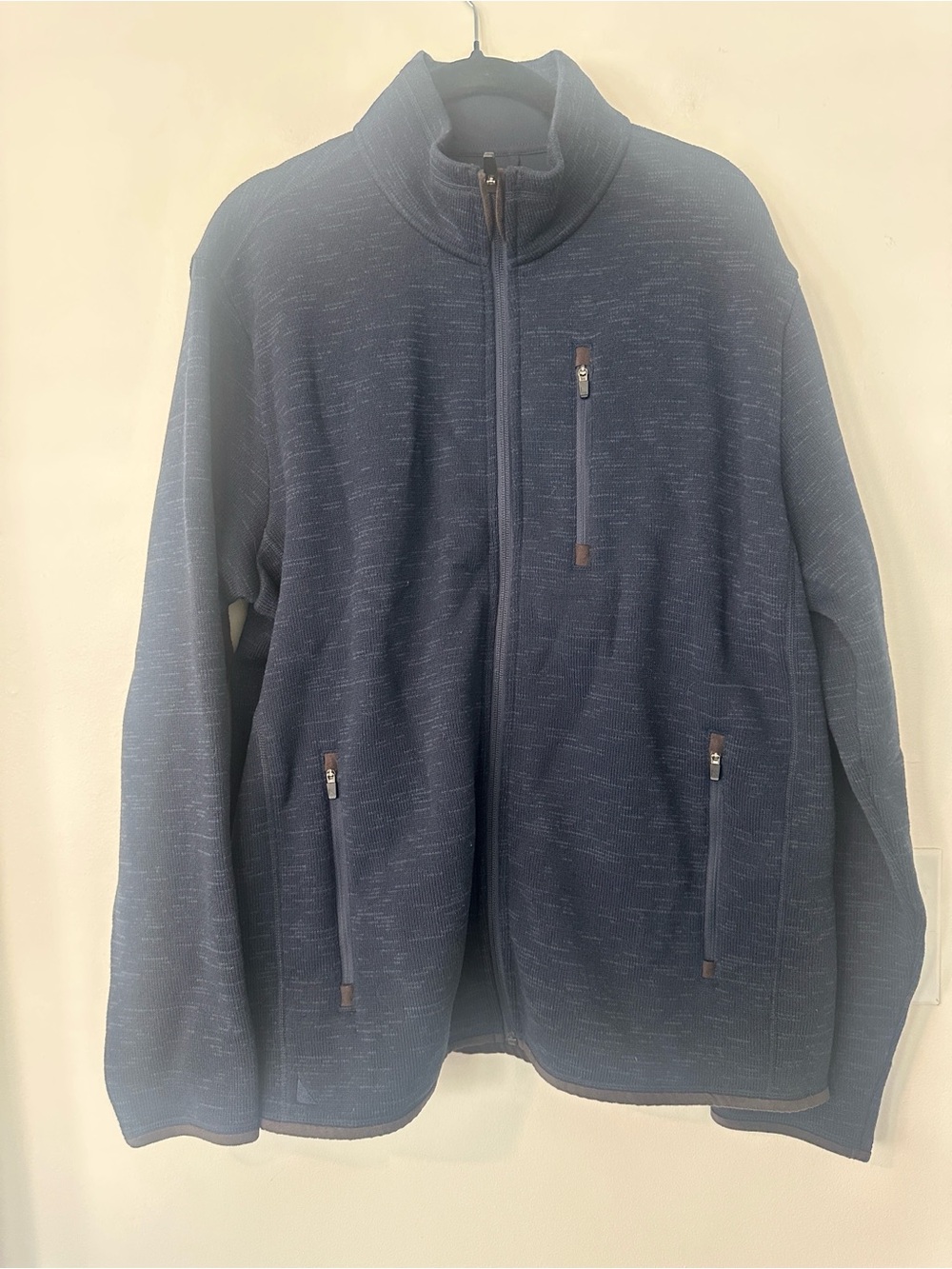 Untuckit Navy Knit Full Zip Fleece Men’s Jacket L